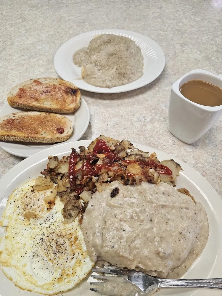 Country Fried Steak and Eggs and Toast